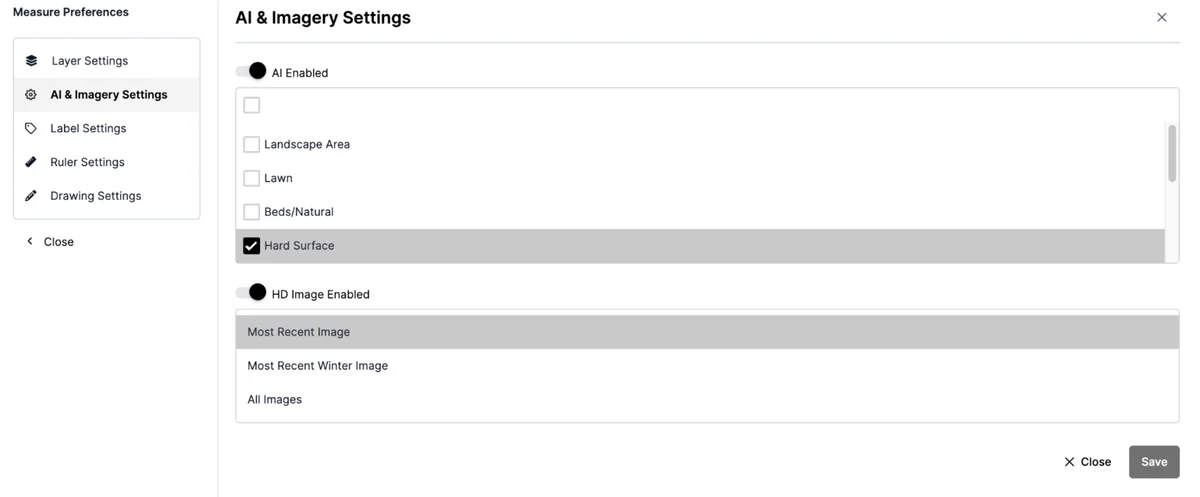 AI & Imagery Settings panel