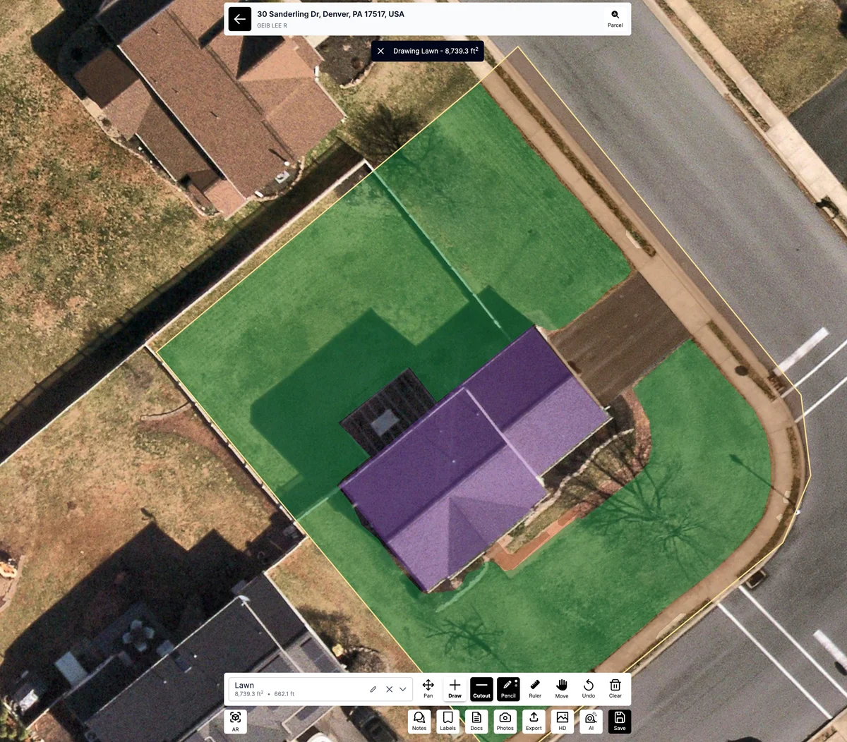Completed cutout showing subtracted area