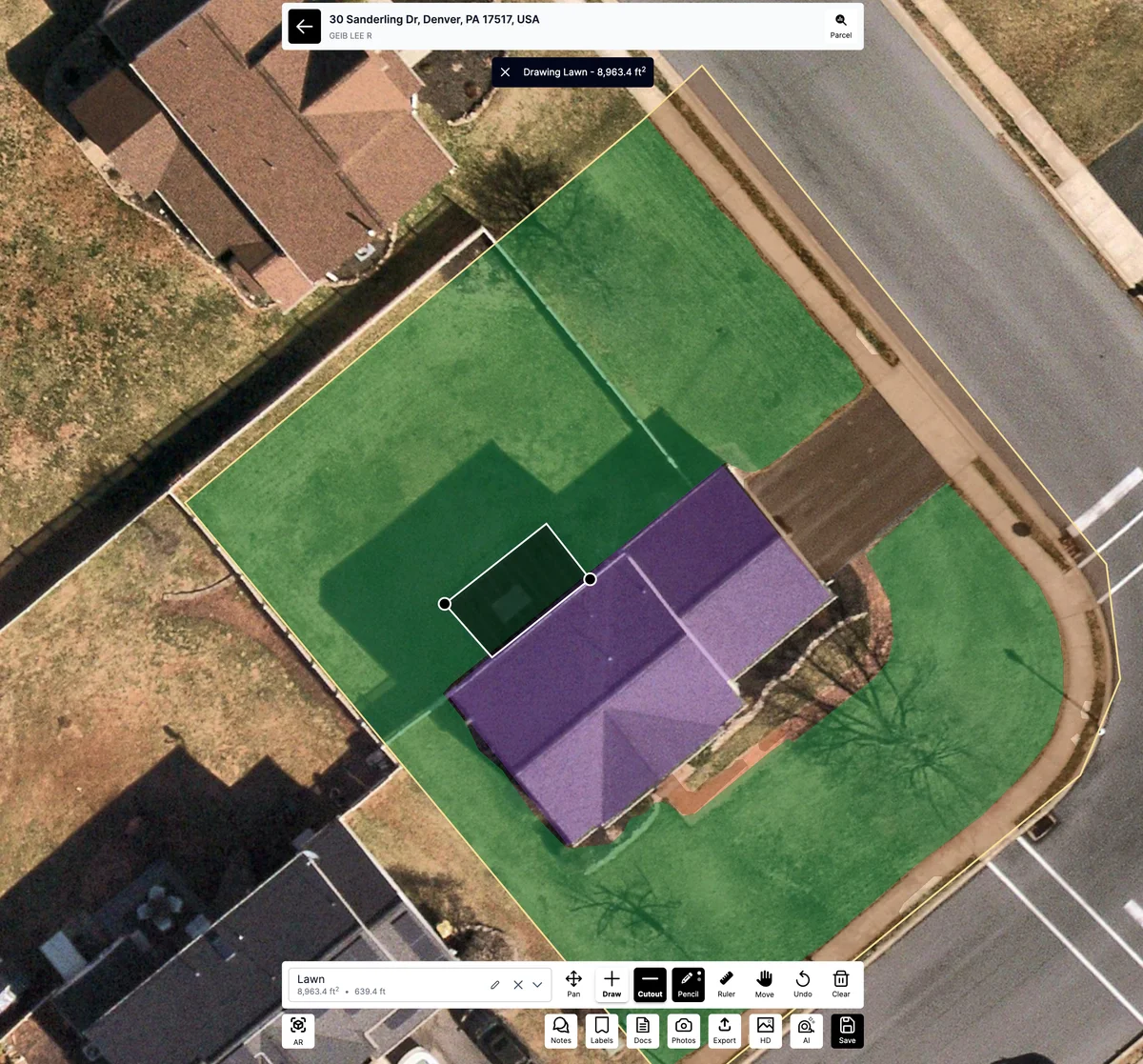 Drawing cutout area with point placement