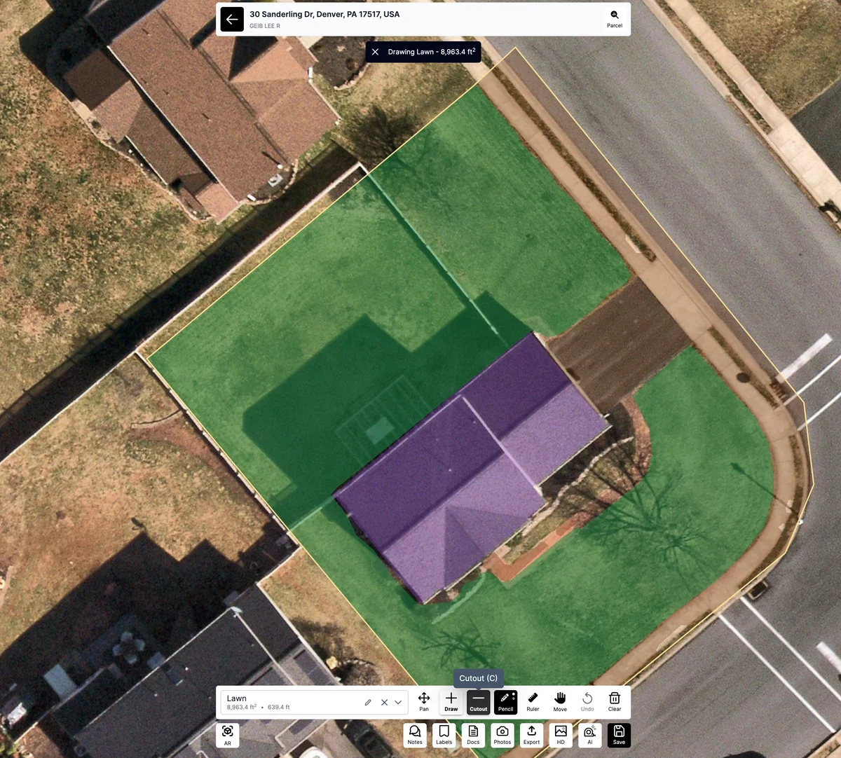 Cutout tool selected in toolbar