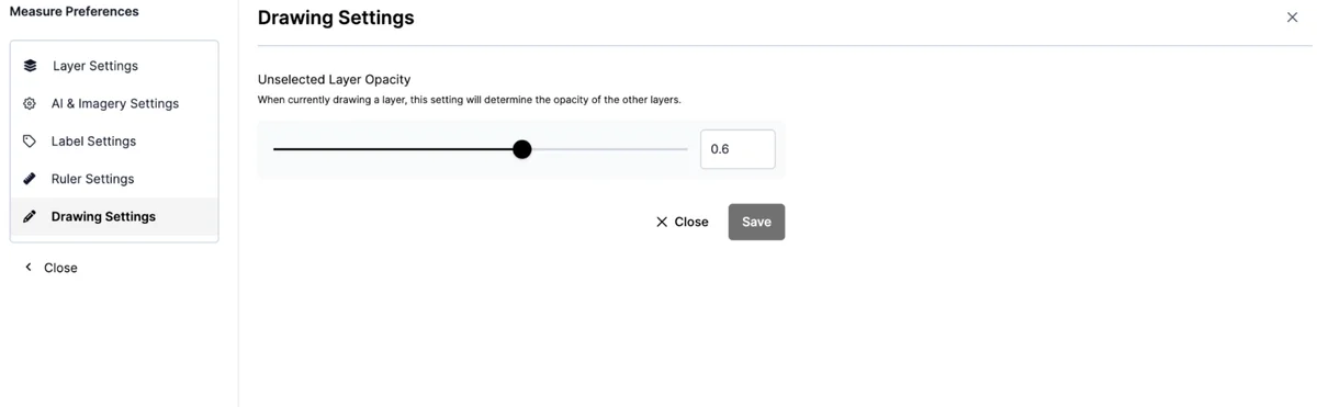Drawing Settings panel