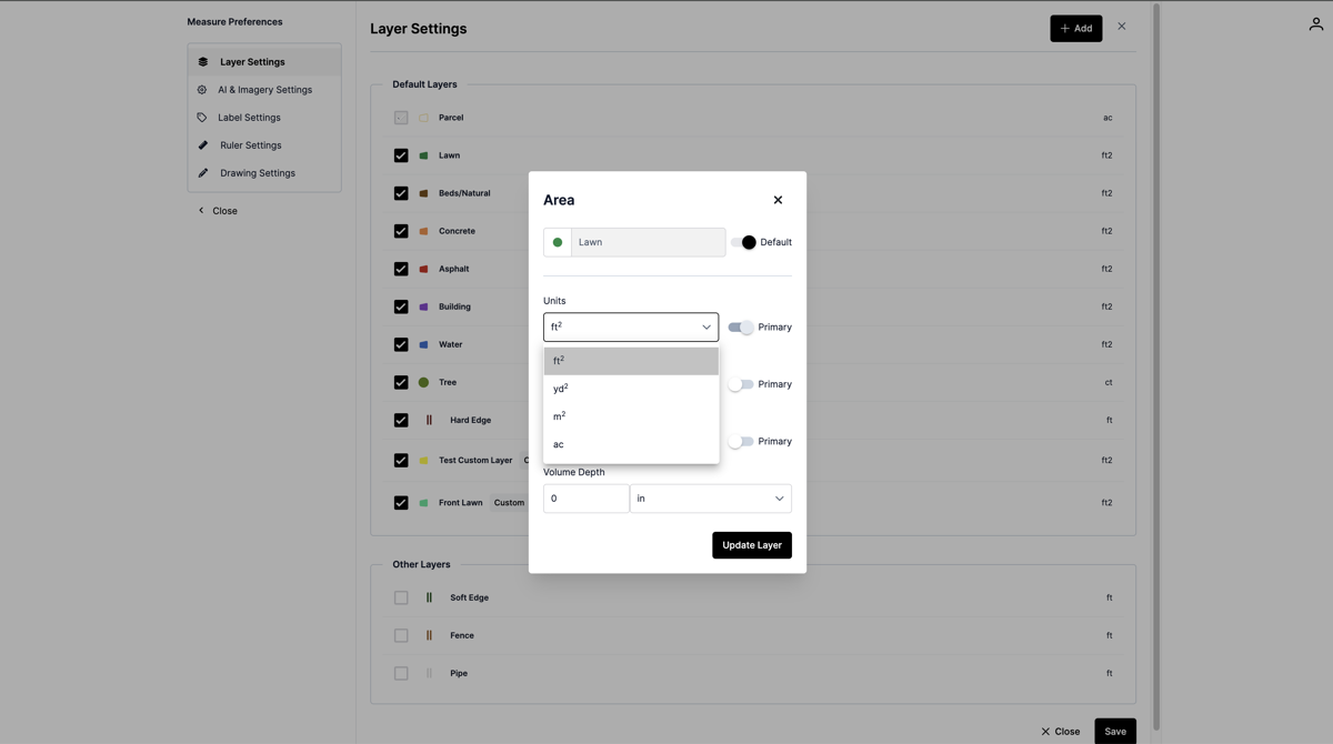 Select measurement unit