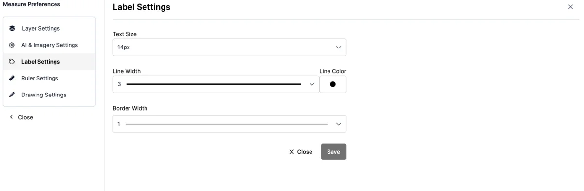 Label Settings panel