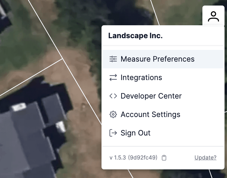 Measure Preferences dropdown menu