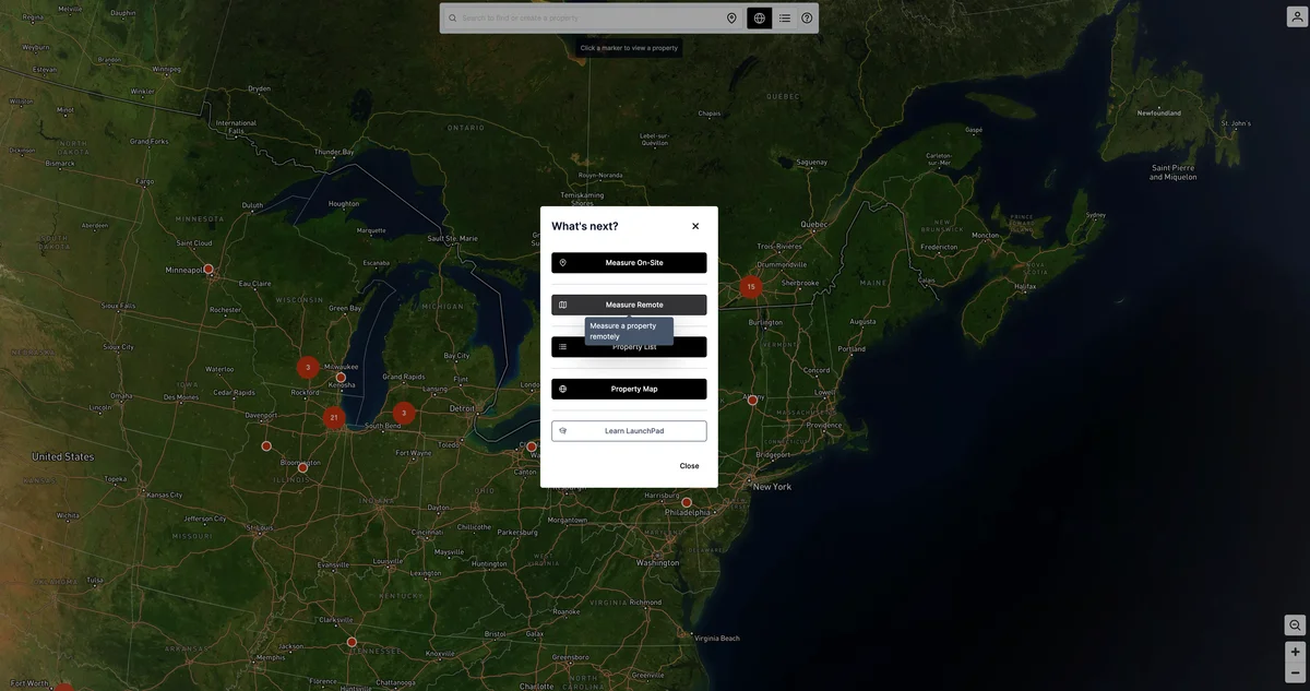 Property located and centered on map