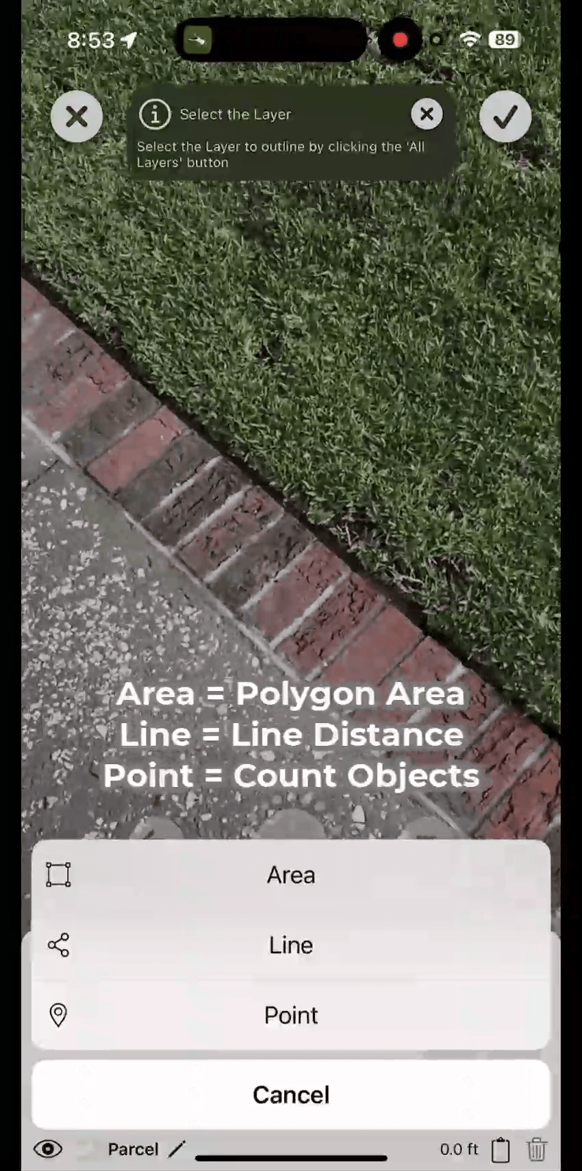 Layer settings form with units