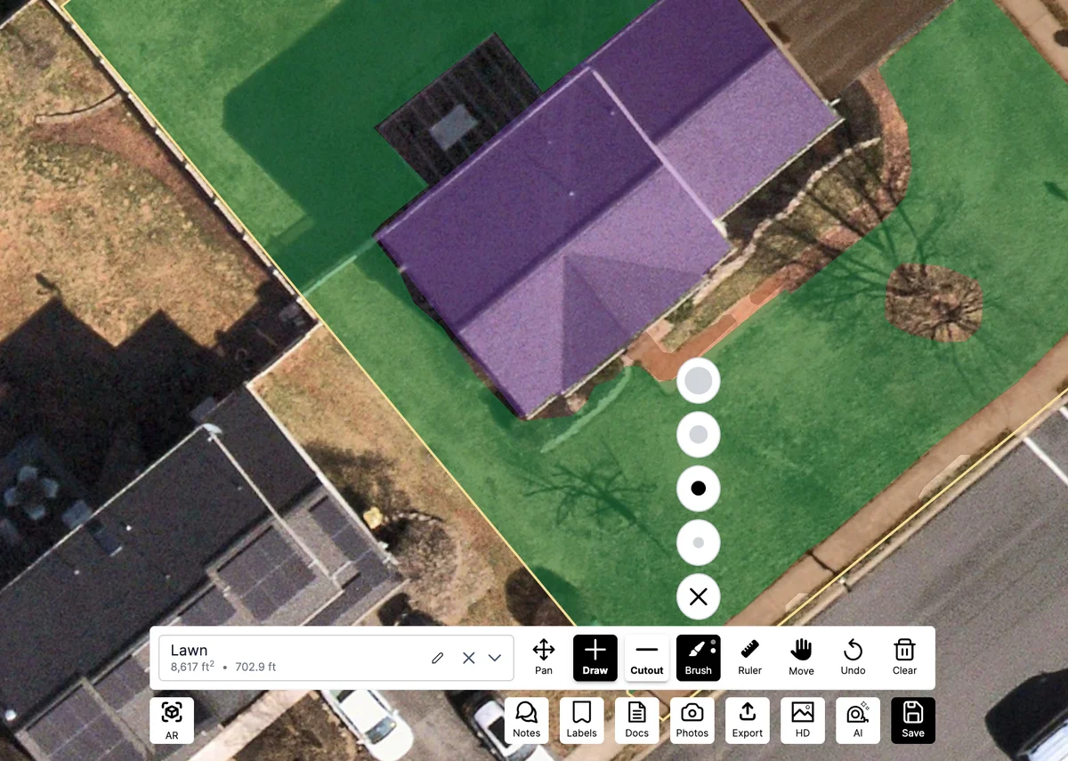 Circular brush size selection interface